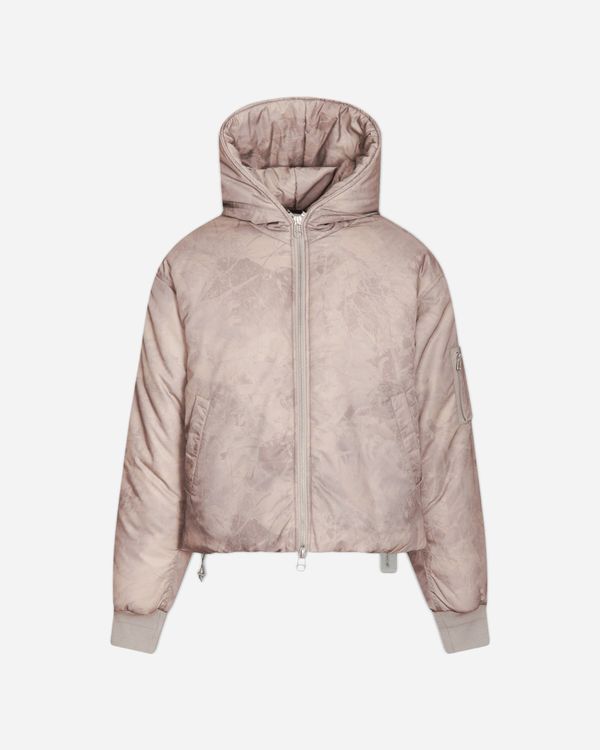 Men's Cropped Hood Bomber Jacket Foliage Print