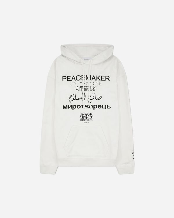 Men's Languages Print Loose Fit Hoodie White