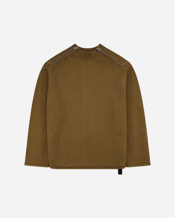 Men's Shoulder Zip Knit Sweater Beige