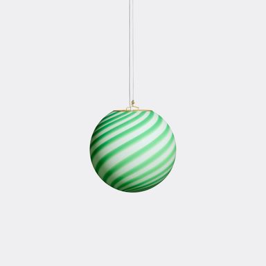 Murano Candy pendel grøn/hvid swirl D:20 cm