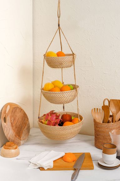 Rattan Tier 3 Hanging Basket - Natural