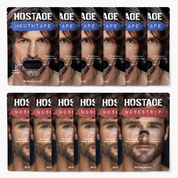 Hostage Mouth Tape + Nose Strip Bundle 6 Months Each (Meta 50% Off)
