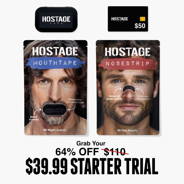 Hostage Tape Starter Trial - 30 Day Pack Mouth Tape and Nose Strips + FREE Bedside Tin + FREE $50 Gift Code