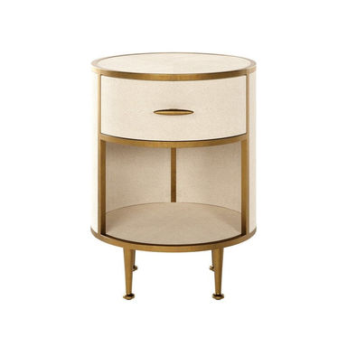 DI Designs Hampton Bedside | Round | Ivory Shagreen