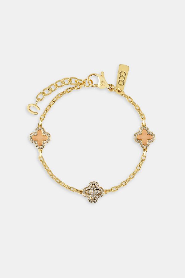 Pink Agate & Iced Motif Rolo Bracelet - 10mm