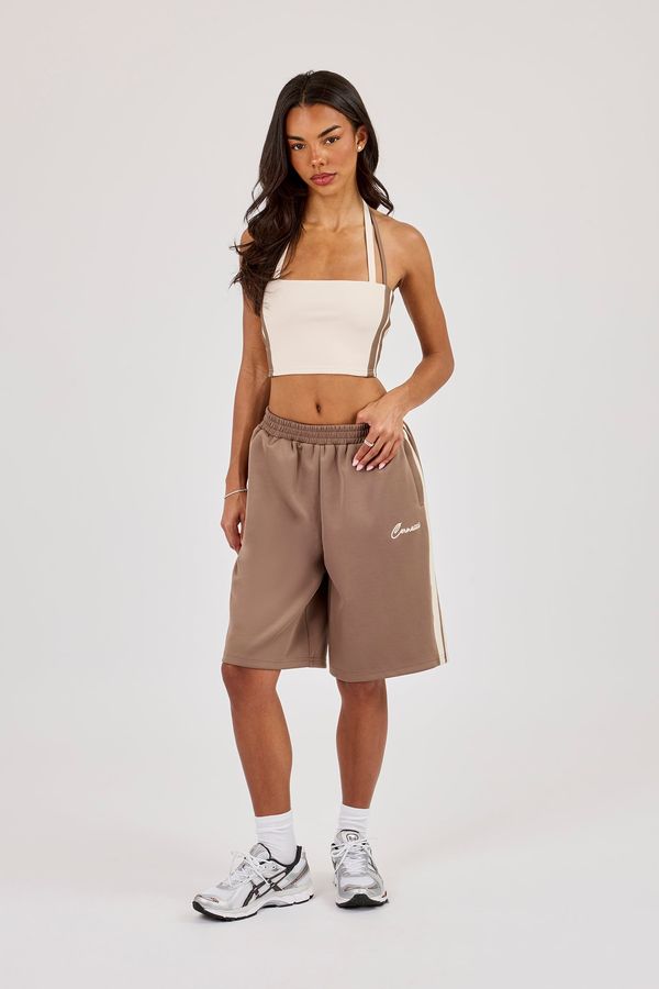 Off White Taping Double Halterneck Top & Taupe Jort