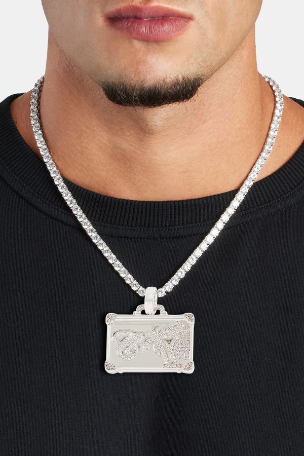 20mm Iced CZ Palm Tree Suitcase Pendant