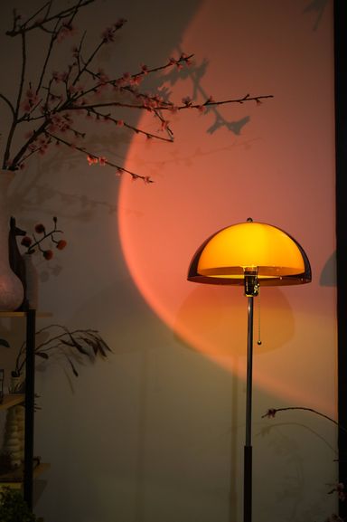 Coby+ Mushroom Bauhaus Floor Lamp Orange with Pull Chain