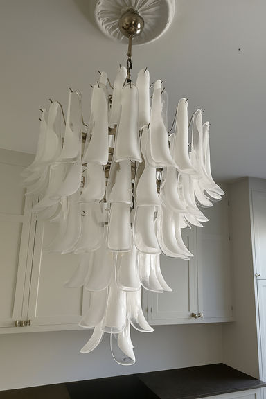 Murano takkrona Mazzega Ø80 - 85 vita glas