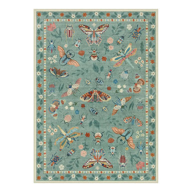Vionnet Washable Modern Parisian Insect Light Green Rug