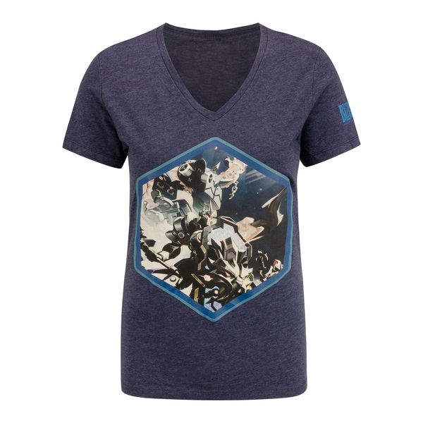 Heroes of the Storm Hexagon Women's Heathered Navy V-Neck T-Shirt