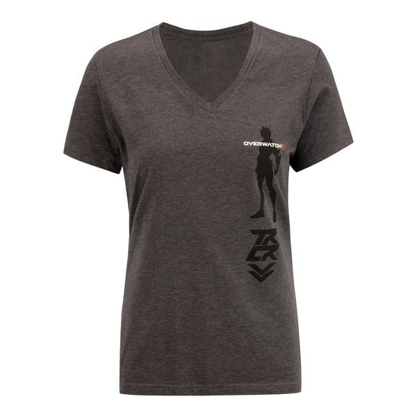 Overwatch 2 Tracer Women's Charcoal V-Neck T-Shirt