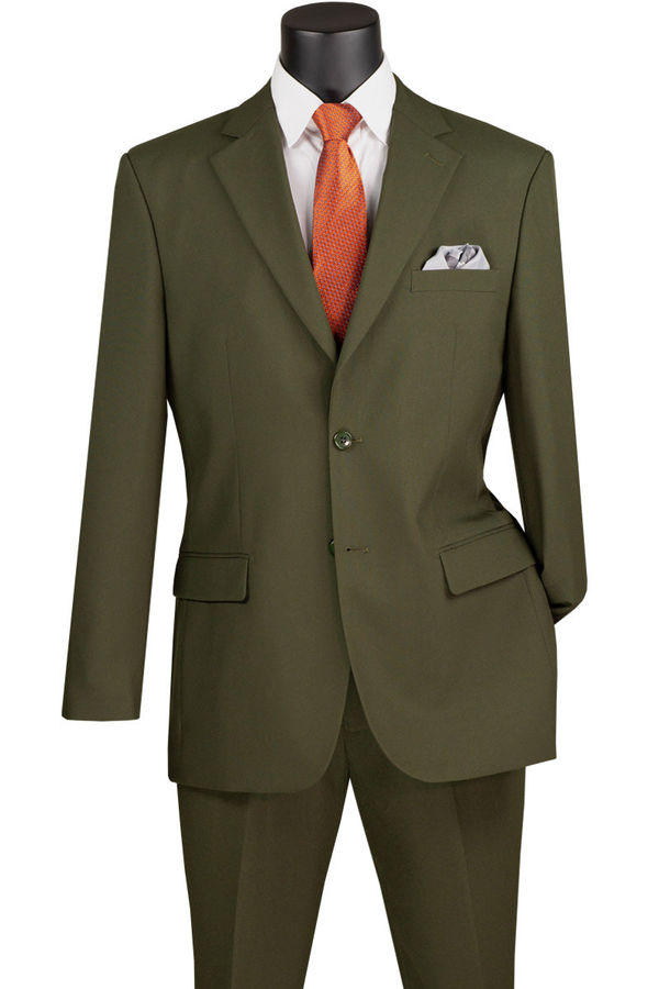 Mens 2 Button Classic Poplin Suit in Olive | CLOSE OUT 46L