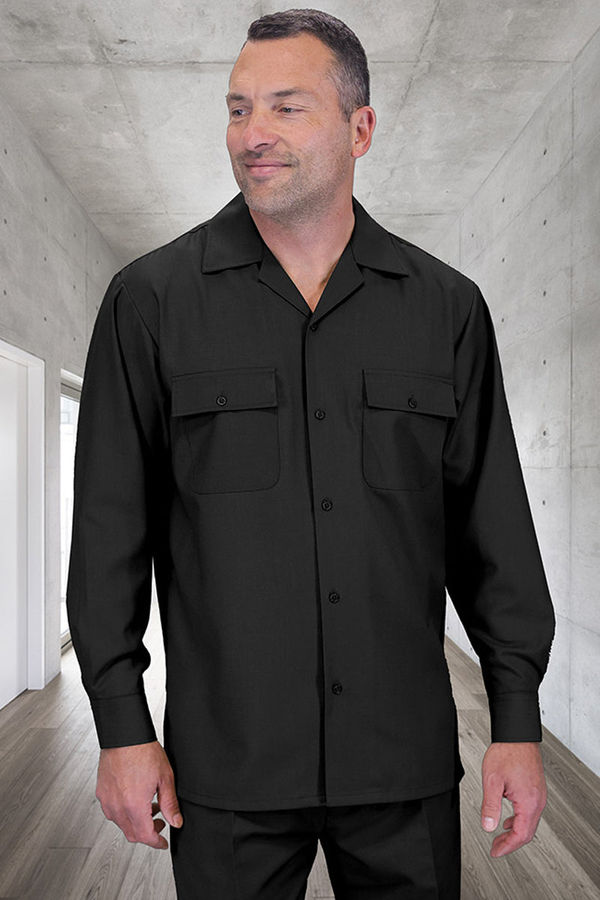 Men's Designer Wool Two Piece Leisure Walking Suit in Black