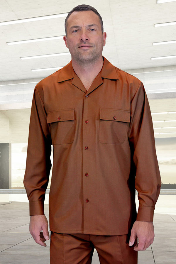 Men's Designer Wool Two Piece Leisure Walking Suit in Copper