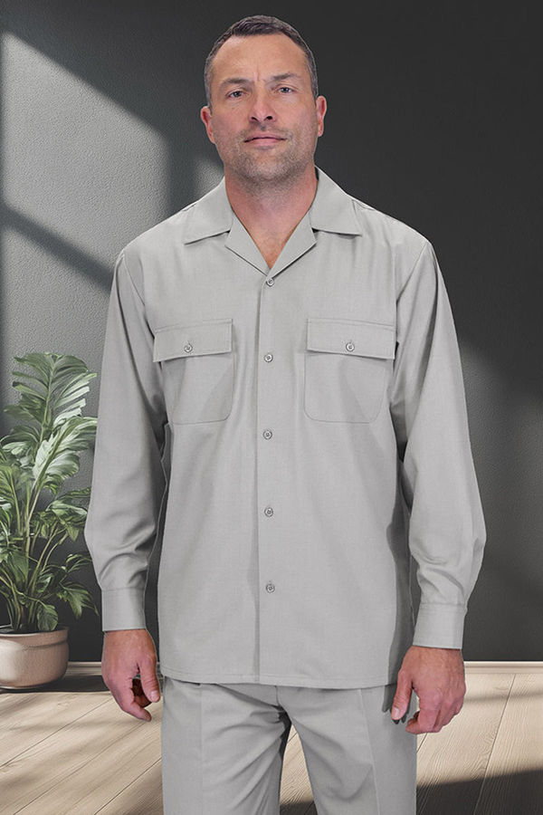 Men's Designer Wool Two Piece Leisure Walking Suit in Grey