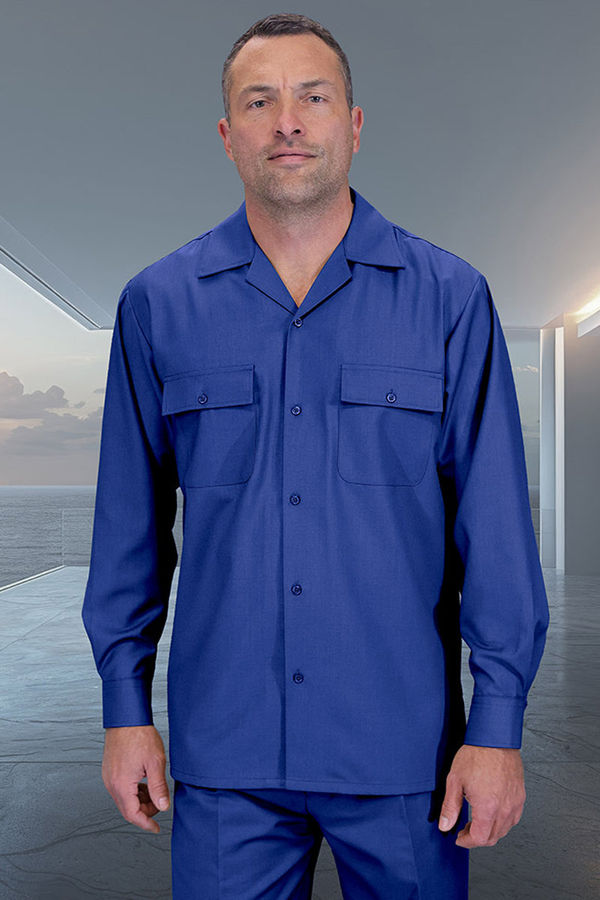 Men's Designer Wool Two Piece Leisure Walking Suit in Sapphire Blue