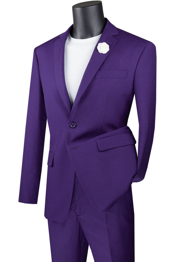 Mens Basic 2 Button Modern Fit Suit in Purple | CLOSE OUT 50L