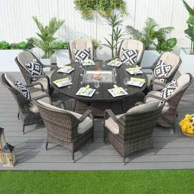 Parma 8-Seat Fire Pit Set with Round Fire Pit Table (PAG-1108A-SET)