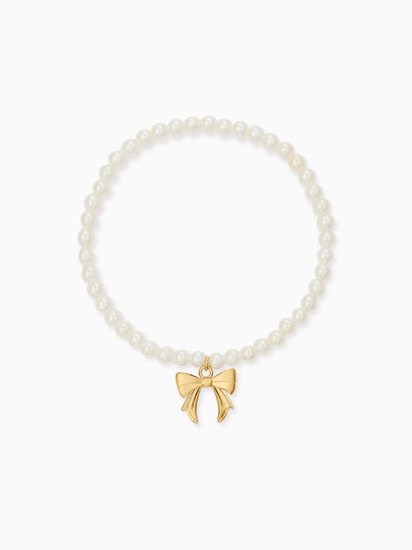 Theo Grace The Petite Pearl Bow Bracelet in Gold