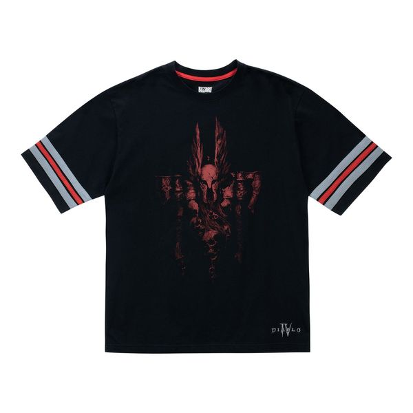 Diablo IV Barbarian Striped Sleeve Black T-Shirt
