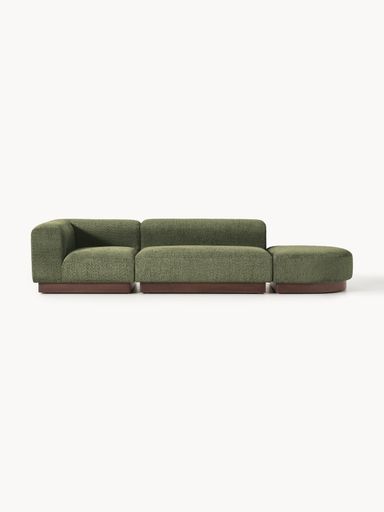 Méridienne modulable en peluche-bouclette avec pouf (gauche/droite) Natalie