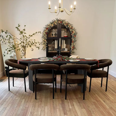 Dwen & New York 79" Black Oval Dining Table Set for 6 (7-Piece)