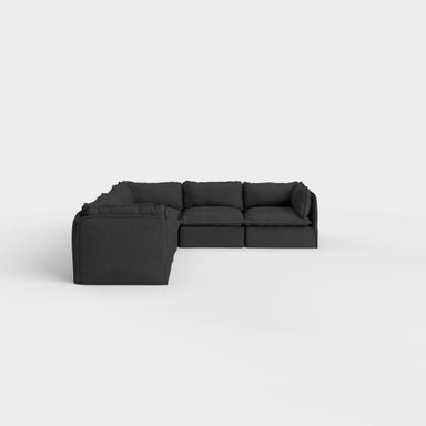 Modular Outdoor Washable 5-Seater Corner Sectional | Classic Canvas in Charcoal