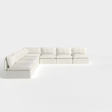 Modular Outdoor Washable 7-Seater Open-Ends Corner Sectional | Classic Canvas in Cloud