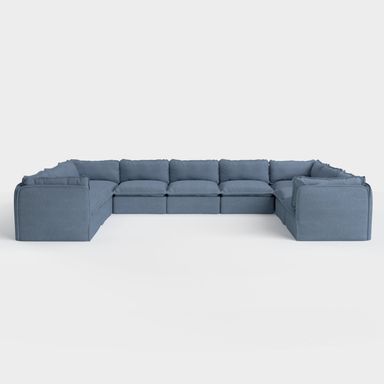 Modular Outdoor Washable 9-Seater U-Sectional | Classic Canvas in Ocean