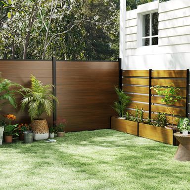 Vertical Screen Planter Bed - Raised Garden Box with Trellis for Climbing Plants, Durable Privacy Fence Planter for Outdoor, Patio, Deck Aluminum Frame (Black)