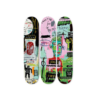 Jean-Michel Basquiat:  Skateboard Triptych In Italian