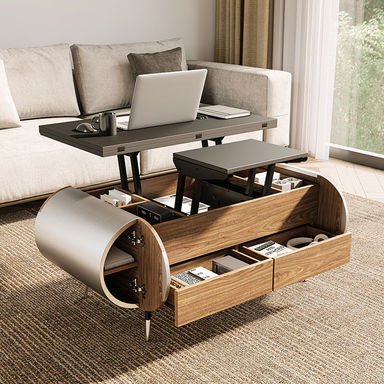UCapsule Lift-Top Coffee Table with Rounded Edges and Storage