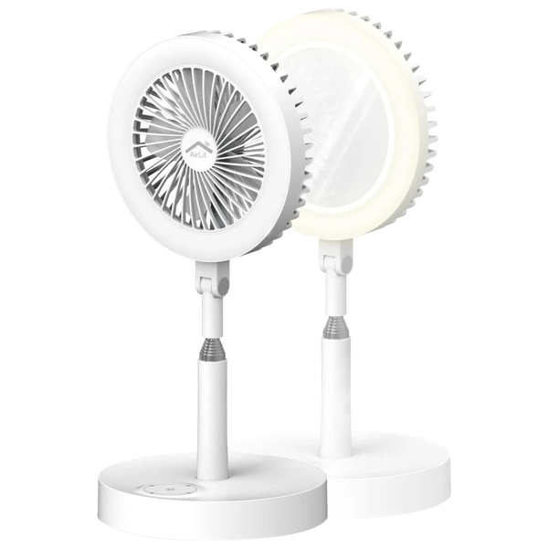 GeoSmartPro AirLit Voice-Enabled Portable Smart Desk Fan with Ring Light Mirror