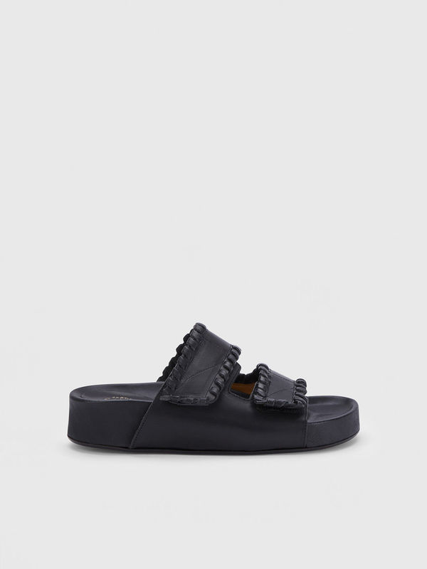 Furlo Stitch Black Leather Comfy Sandals