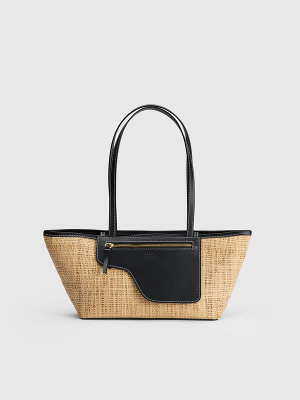 Gaiba Natural/Black Raffia/Leather Mini tote bag