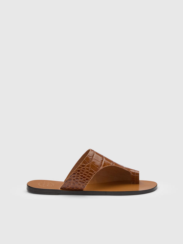 Rosa Cannella Printed Croco Cutout sandals