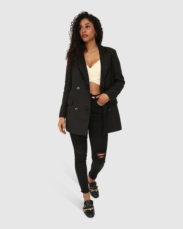 Because Of You Trimmed Blazer - Black