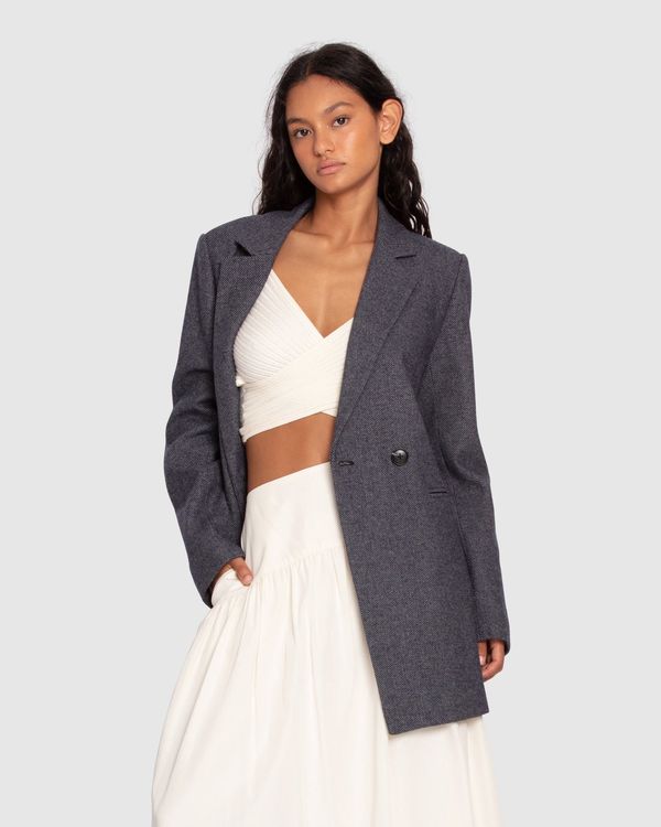 Kensington Wool Blend Oversized Blazer - Black