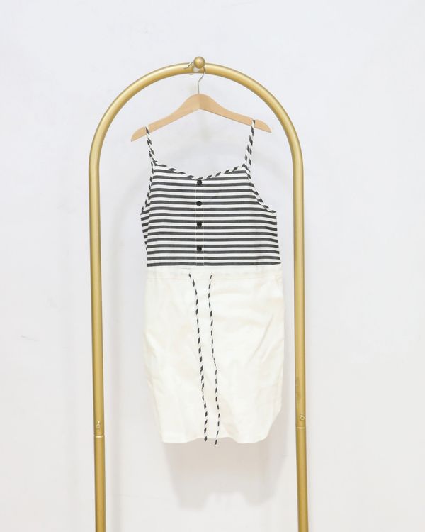 Girls Striped Contrast Panel Mini Dress