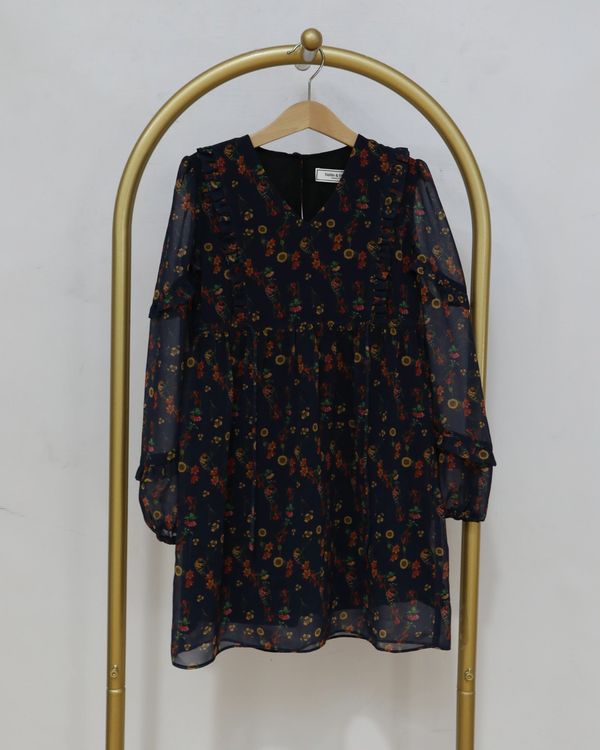 Girls Floral Ruffle Dress - Multi