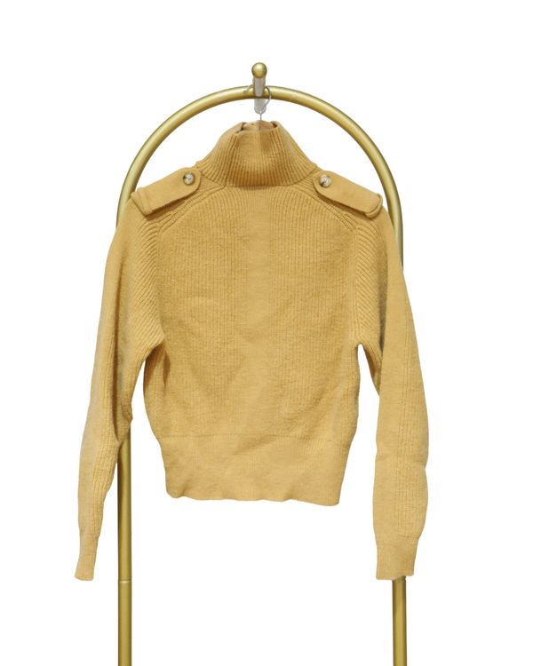 Button Detail Turtleneck Knit - Gold