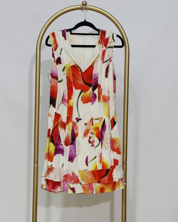 Watercolour Floral Mini Dress – Ivory Multi
