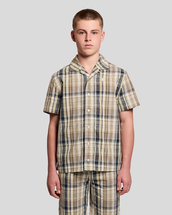 Short Sleeve Check Linen Blend Shirt