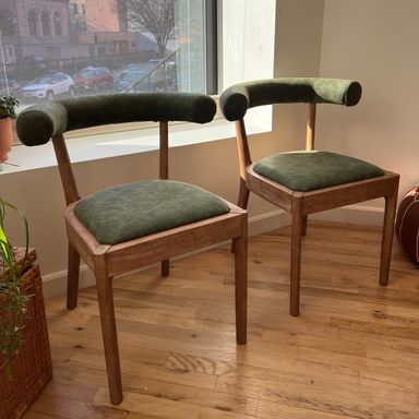 Solid Wood & Vegan Leather Dining Chair Set of 2