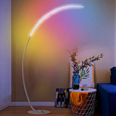 Contemporary Living Room White Arc LED Floor Lamp