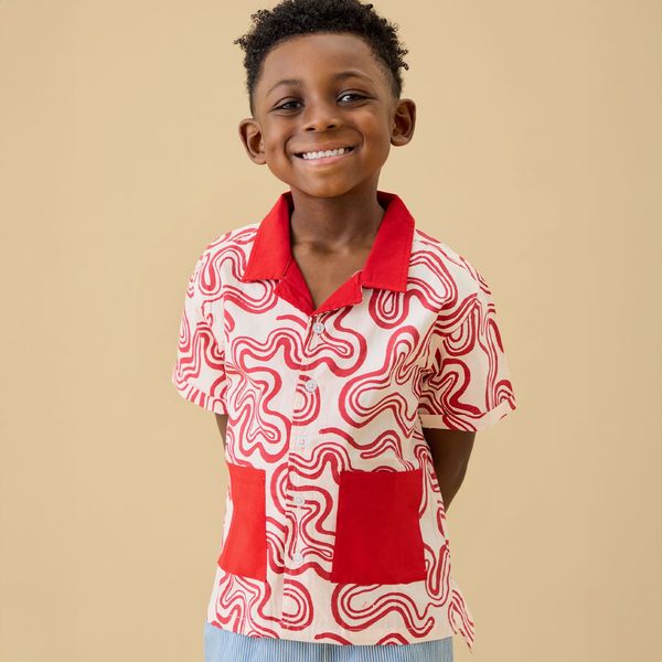 KIDLY by MORI Red Print Cotton Shirt
