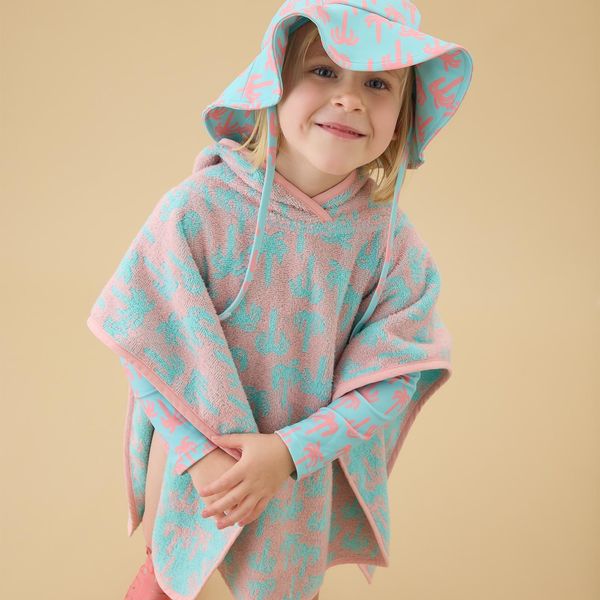KIDLY by MORI Towelling Hooded Poncho - Palm Trees