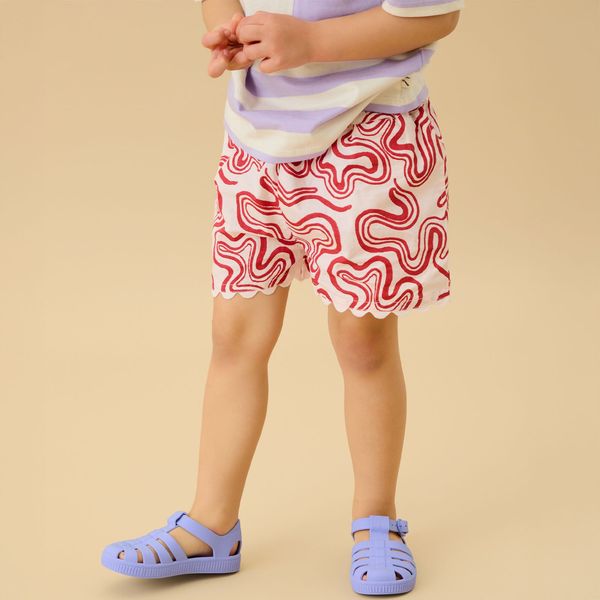 KIDLY by MORI Red Print Cotton Shorts