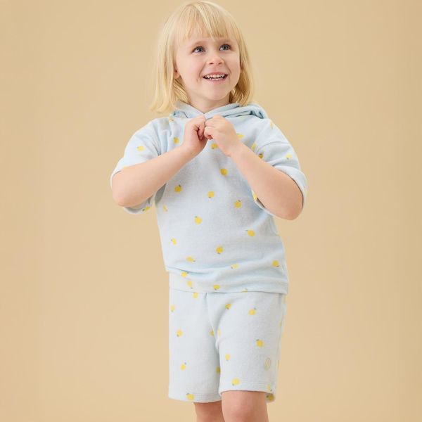 Lemon Terry Towelling Oversized Hoodie & Shorts Outfit